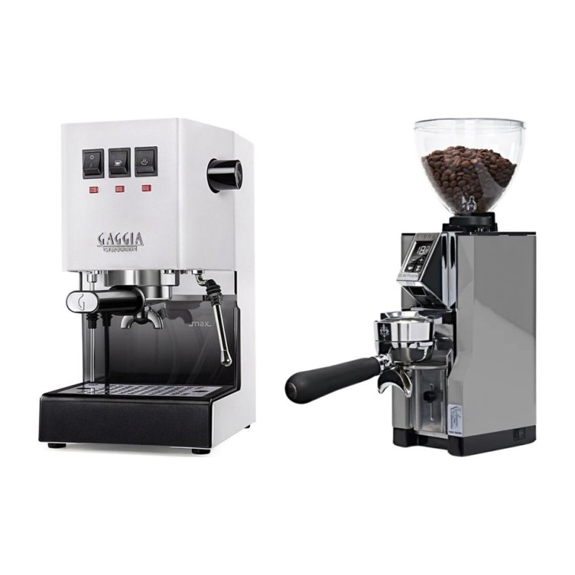 Gaggia Classic E24, bílá + Eureka Mignon Libra 65 All Purpose, CR chrome