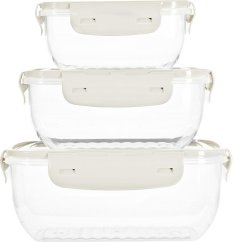 EXCELLENT HOUSEWARE Dóza na potraviny sada 3 ks bílá