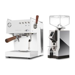 Ascaso Steel DUO PID PLUS, White&amp;Wood + Eureka Mignon Specialita, CR Chrome