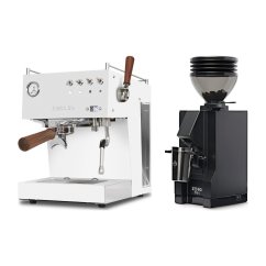 Ascaso Steel DUO PID PLUS, White&Wood + Eureka Mignon Zero 55s Black