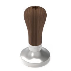 Eureka-Tamper mit verstellbarem Griff, 58,35 mm, flach, Walnuss