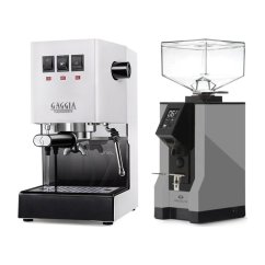 Gaggia Classic E24, bílá + Eureka Mignon Specialita, BL Grey