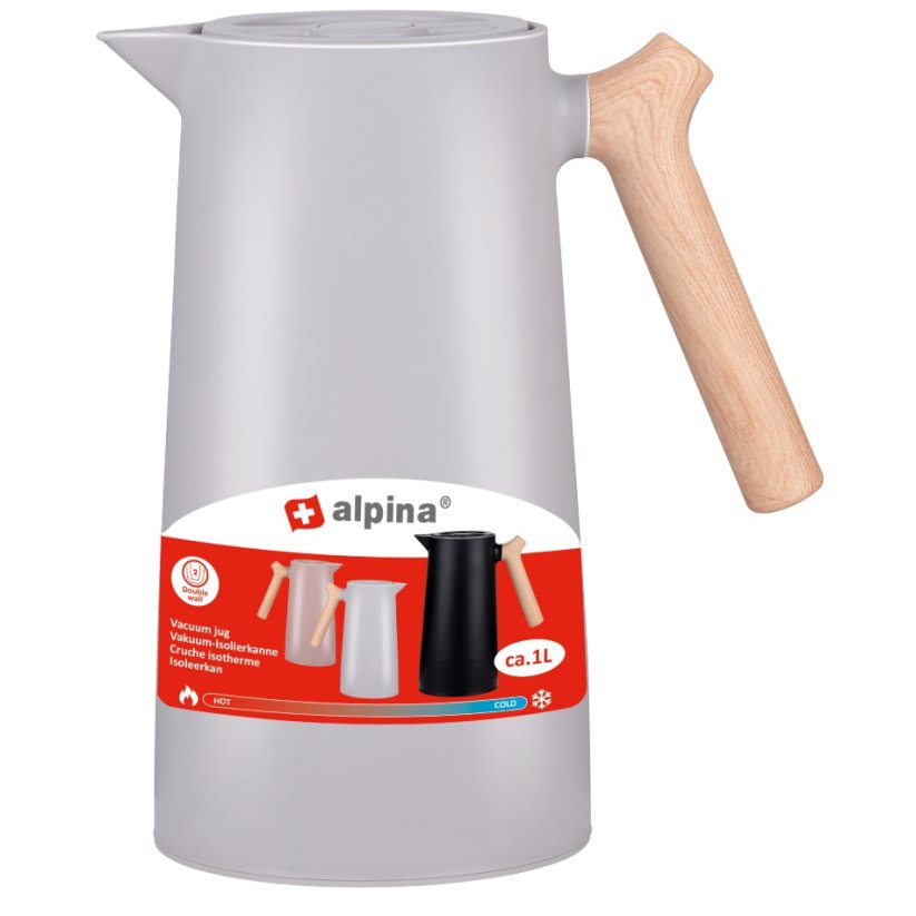 ALPINA Termoska servírovací skleněný vnitřek 1 l béžová