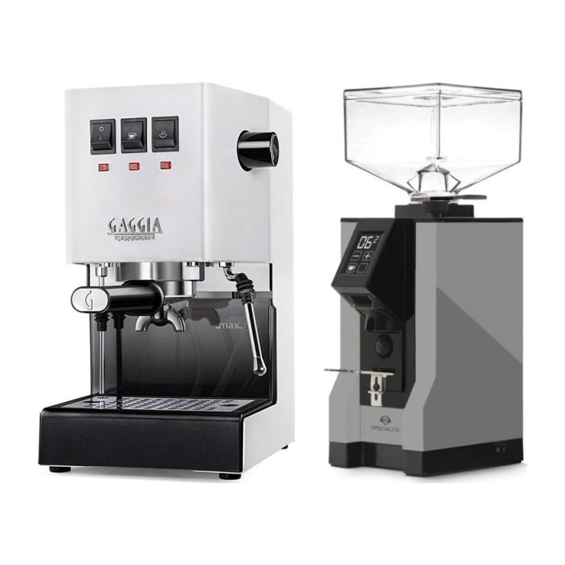Gaggia Classic E24, bílá + Eureka Mignon Specialita, BL Grey
