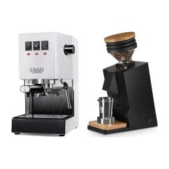 Gaggia Classic E24, bílá + Eureka Mignon Single Dose, Black & Oak