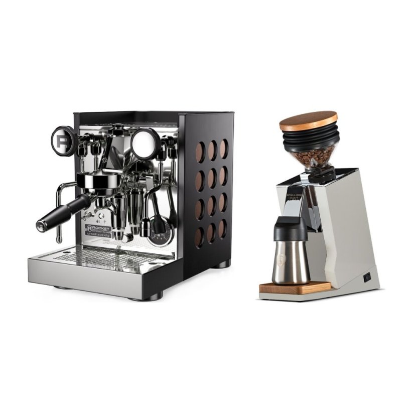 Rocket Espresso Appartamento TCA, black/copper + Eureka Mignon Single Dose PRO, White & Oak