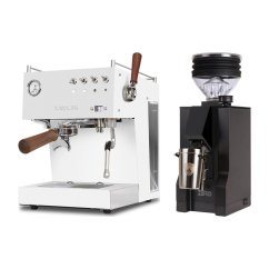 Ascaso Steel DUO PID PLUS, White&Wood + Eureka Mignon Zero, BL Black