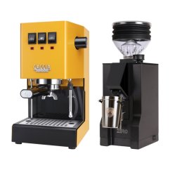 Gaggia Classic E24, žlutá + Eureka Mignon Zero, BL Black