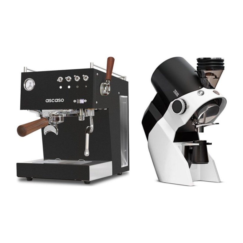 Ascaso Steel DUO PID PLUS, Black&Wood + Eureka Zeus, white