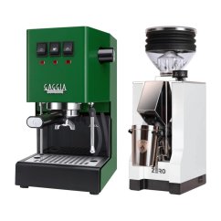 Gaggia Classic E24, zelená + Eureka Mignon Zero, CR white