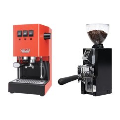 Gaggia Classic E24, oranžová + Eureka Mignon Libra 65 All Purpose, CR black
