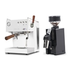 Ascaso Steel DUO PID PLUS, White&Wood + Eureka Mignon Zero 65 All Purpose, CR black