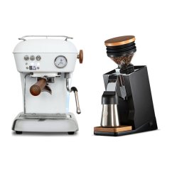 Ascaso DREAM PID Cloud White + Eureka Mignon Single Dose PRO, Black & Oak