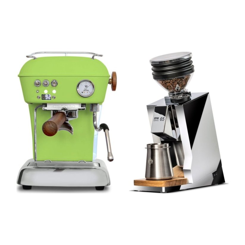 Ascaso DREAM PID Fresh Pistachio + Eureka Mignon Zero 65 Speedy ALL PURPOSE chrome