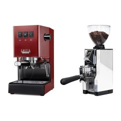 Gaggia Classic E24, červená + Eureka Mignon Libra 65 All Purpose, CR white