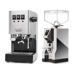 Gaggia Classic E24, stříbrná + Eureka Mignon Specialita, CR Chrome
