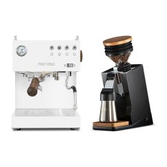 Ascaso Steel DUO PID White + Eureka Mignon Single Dose PRO, Black & Oak