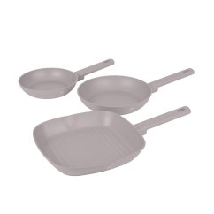 BERLINGERHAUS Sada pánví s titanovým povrchem 3 ks Taupe Collection steak