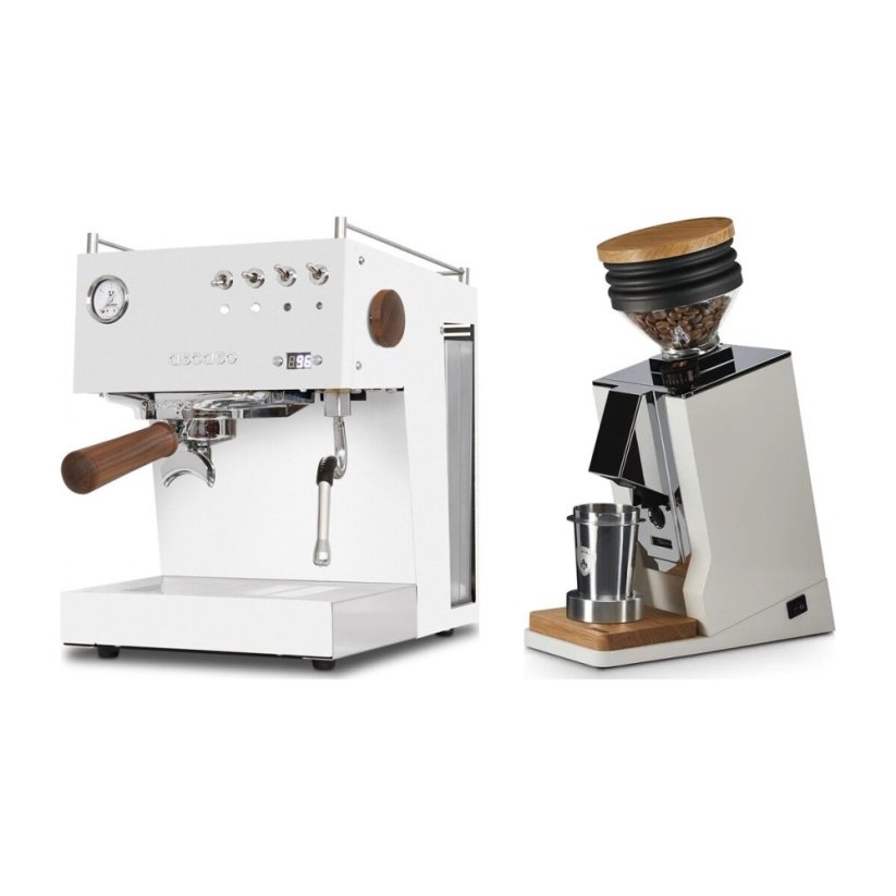 Ascaso Steel Uno PID white + Eureka Mignon Single Dose, White & Oak