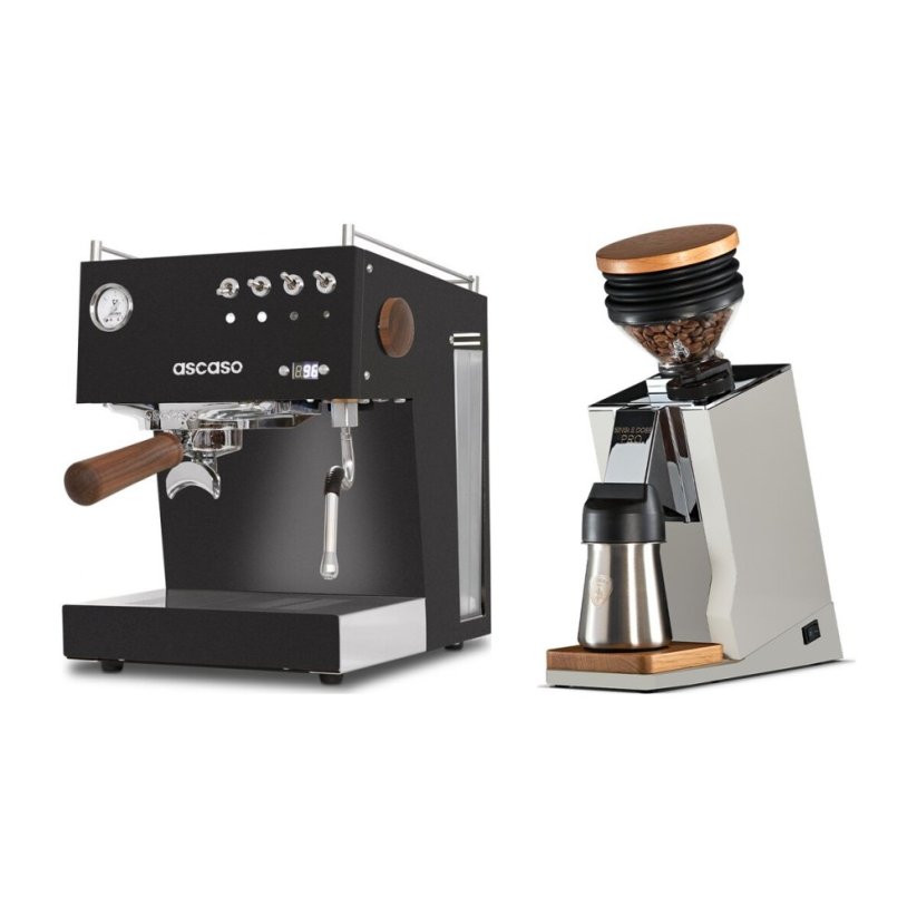 Ascaso Steel Uno PID black + Eureka Mignon Single Dose PRO, White & Oak