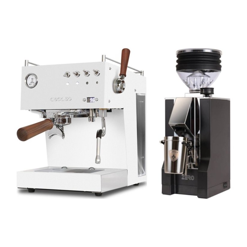 Ascaso Steel DUO PID PLUS, White&Wood + Eureka Mignon Zero, CR black