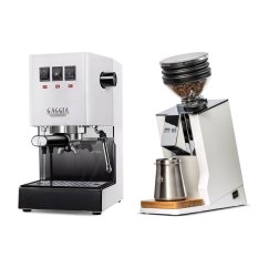 Gaggia Classic E24, bílá + Eureka Mignon Zero 65 Speedy ALL PURPOSE white
