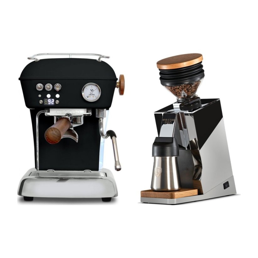 Ascaso DREAM PID Dark Black + Eureka Mignon Single Dose PRO, Chrome & Oak
