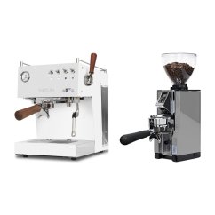 Ascaso Steel DUO PID PLUS, White&Wood + Eureka Mignon Libra 65 All Purpose, CR chrome