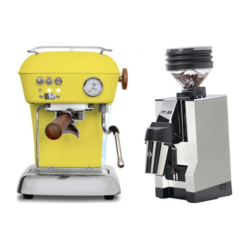 Ascaso DREAM PID Sun Yellow + Eureka Mignon Zero 65 All Purpose, CR white