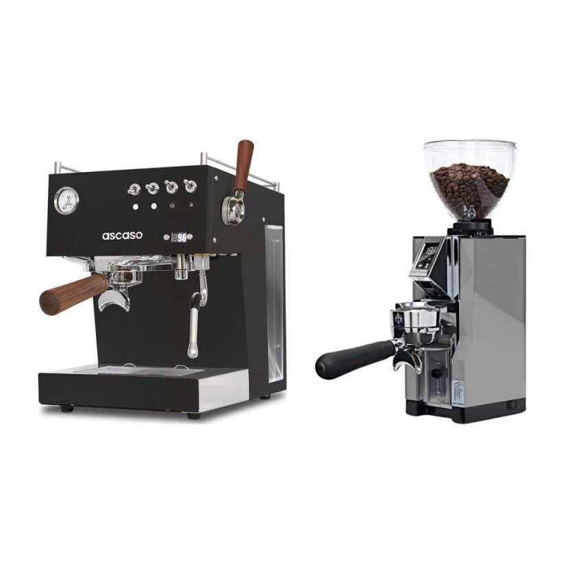 Ascaso Steel DUO PID PLUS, black&amp;wood + Eureka Mignon Libra 65 All Purpose, CR chróm
