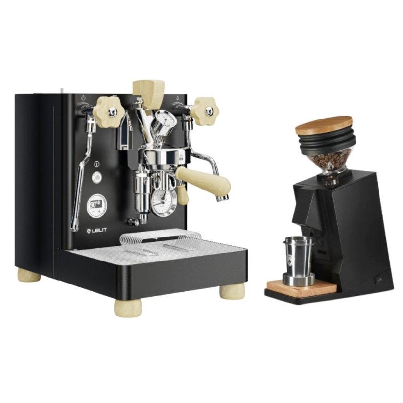 Lelit Bianca PL162T V3 Black + Eureka Mignon Single Dose, Black & Oak