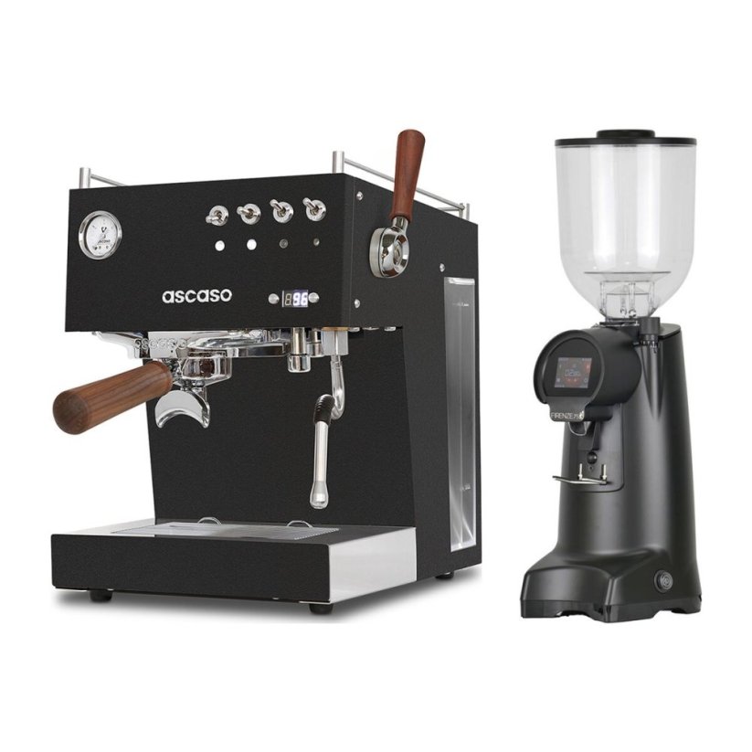 Ascaso Steel DUO PID PLUS, Black&amp;Wood + Eureka Firenze 75 Matt Black