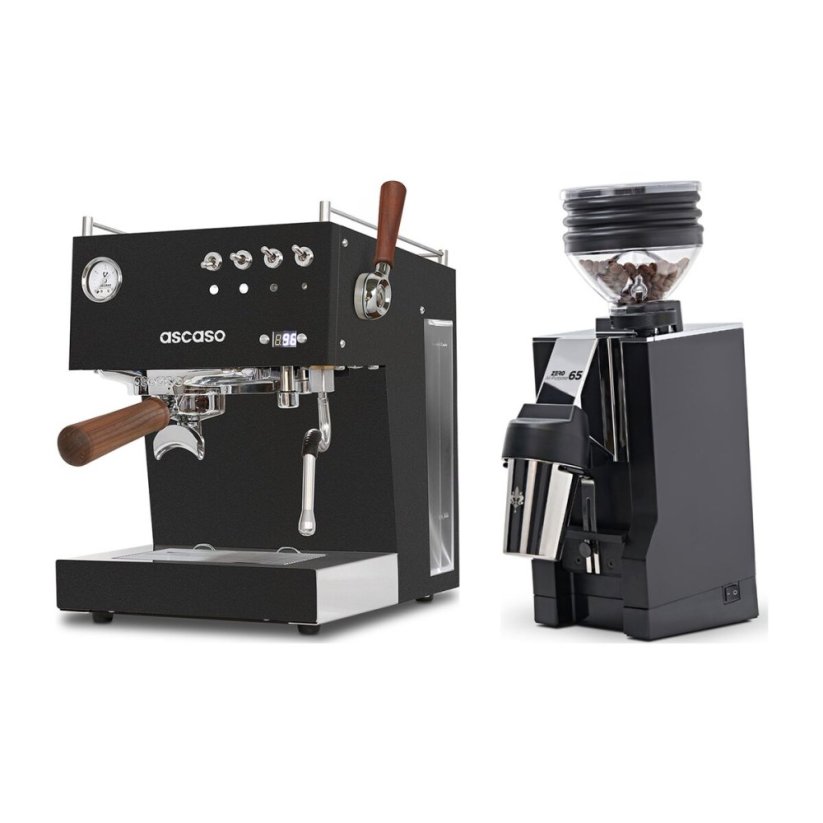 Ascaso Steel DUO PID PLUS, Black&Wood + Eureka Mignon Zero 65 All Purpose, CR black