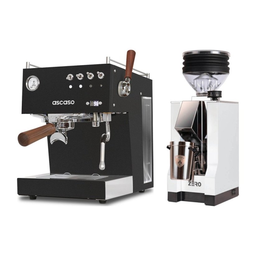 Ascaso Steel DUO PID PLUS, Black&Wood + Eureka Mignon Zero, CR white