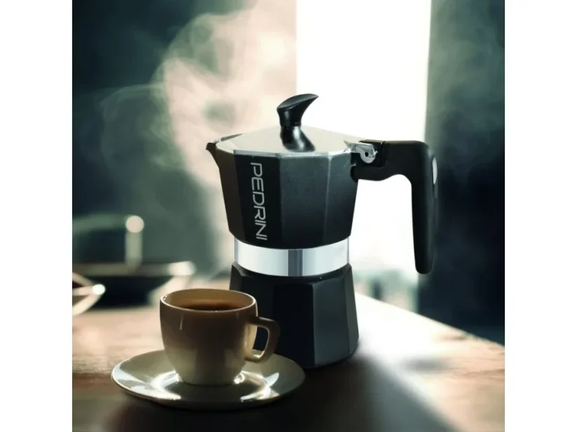 Moka kanvička Pedrini Aroma čierna - Velikost porce moka: 3 porce