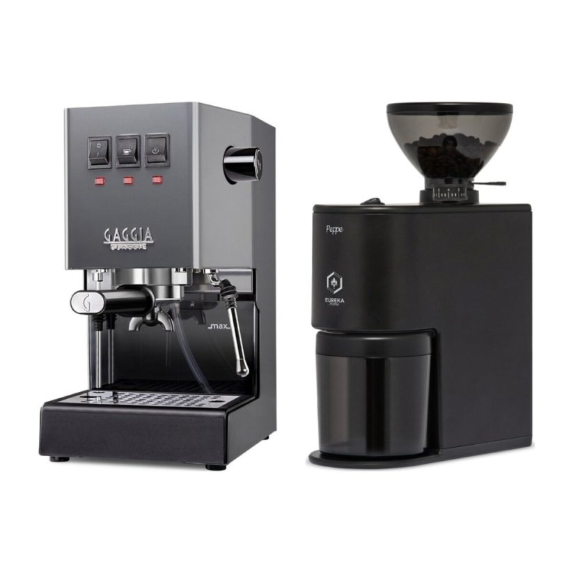 Gaggia Classic E24, šedá + Eureka Peppe, Matt black