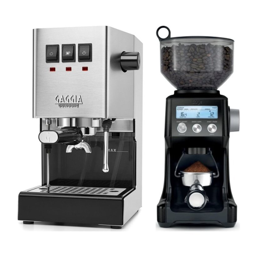 Gaggia Classic E24, stříbrná + Mlýnek Sage BCG820BTR Black