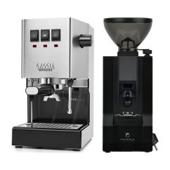 Gaggia Classic E24, stříbrná + Eureka Mignon Manuale, BL black