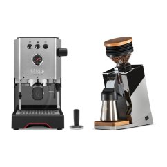 Gaggia Classic Up stříbrná + Eureka Mignon Single Dose PRO, Chrome & Oak