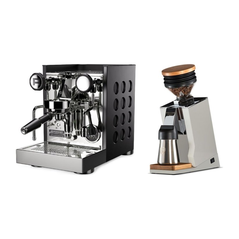 Rocket Espresso Appartamento TCA, black/black + Eureka Mignon Single Dose PRO, White & Oak