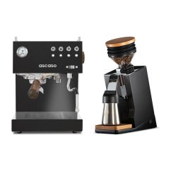 Ascaso Steel DUO PID Black + Eureka Mignon Single Dose PRO, Black & Oak