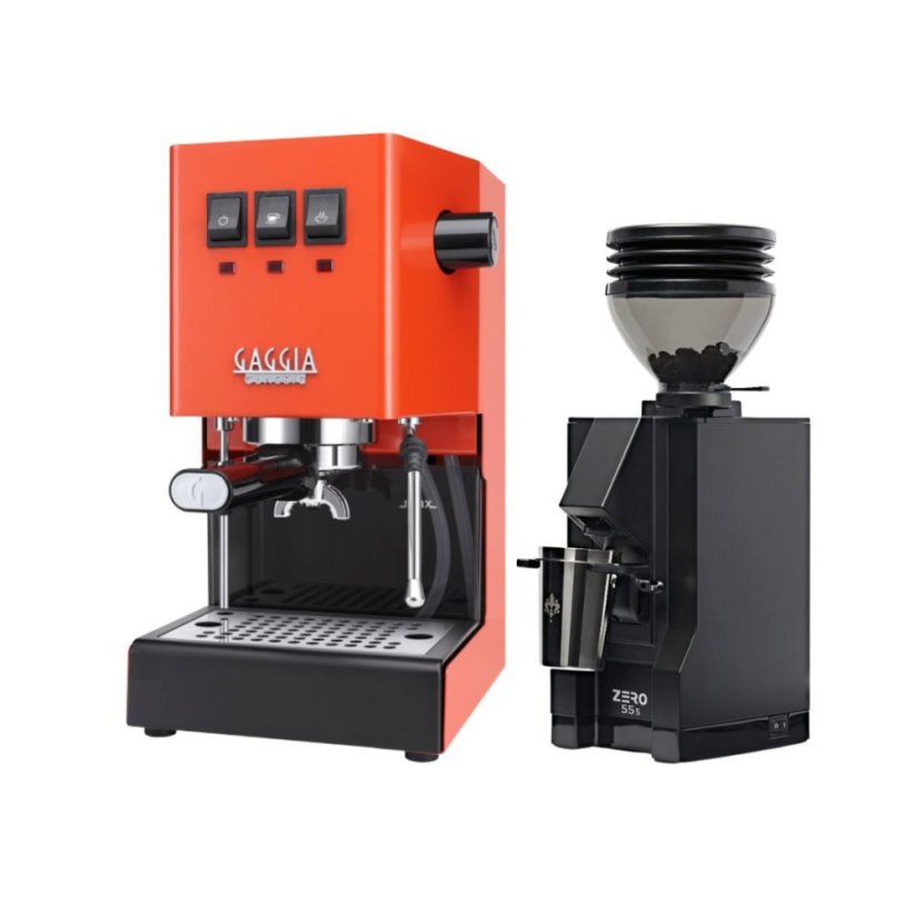 Gaggia Classic E24, oranžová + Eureka Mignon Zero 55s Black
