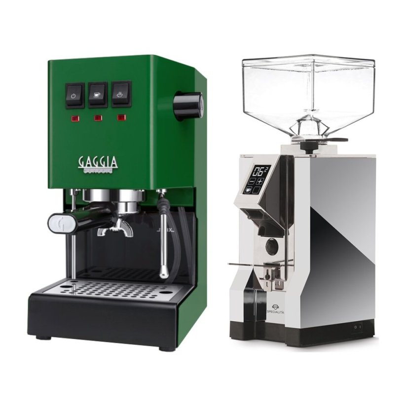 Gaggia Classic E24, zelená + Eureka Mignon Specialita, CR Chrome
