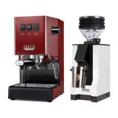 Gaggia Classic E24, červená + Eureka Mignon Zero, BL white