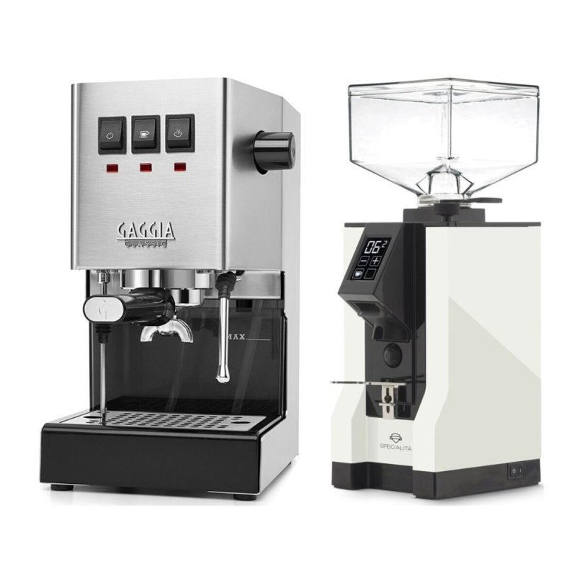 Gaggia Classic E24, stříbrná + Eureka Mignon Specialita, BL White