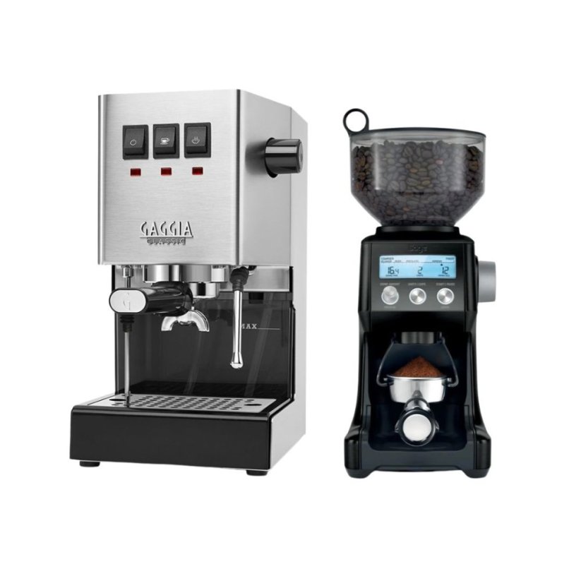 Gaggia Classic E24, stříbrná + Mlýnek Sage BCG820BTR Black