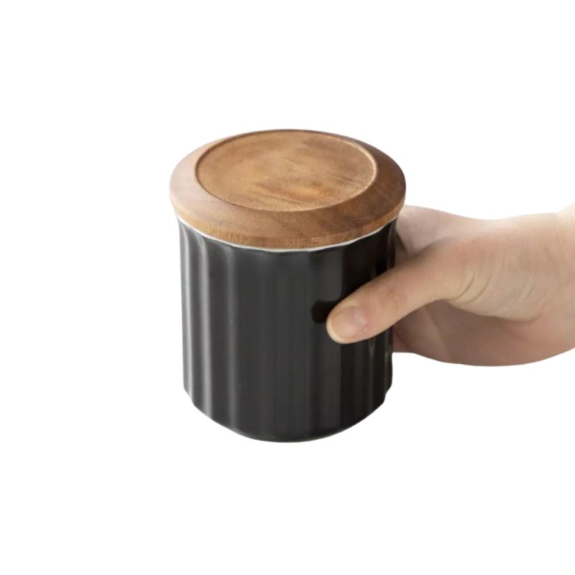 Origami keramická dóza černá