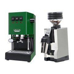 Gaggia Classic E24, zelená + Eureka Mignon Zero 65 All Purpose, CR white