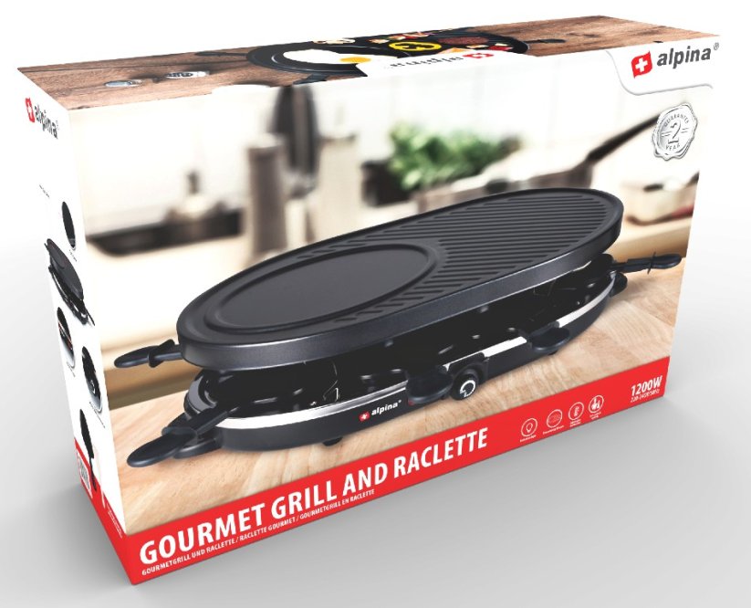 ALPINA Elektrický gril + raclette multifunkční 1200 W