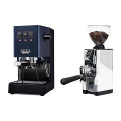 Gaggia Classic E24, modrá + Eureka Mignon Libra 65 All Purpose, CR white